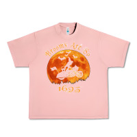 Salmon Halloween Witch On Motorcycle Cat & Moon Salem Witch Trials Premium Urban Heavy Tee - trangStudio