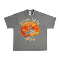 Tornado Halloween Witch On Motorcycle Cat & Moon Salem Witch Trials Premium Urban Heavy Tee - trangStudio