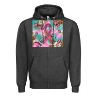 Charcoal Heather Breast Cancer Ribbon Stethoscope Zipper Hoodie - Artiststas