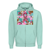 Seafoam Breast Cancer Ribbon Stethoscope Zipper Hoodie - Artiststas