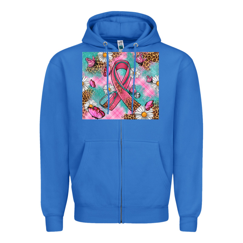Breast Cancer Ribbon Stethoscope Zipper Hoodie by Artiststas | Teevron