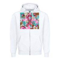 White Breast Cancer Ribbon Stethoscope Zipper Hoodie - Artiststas
