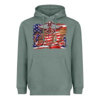 Sage patriotic nurse certified medical assistant medilcal symbol background Heavyweight Hoodie - BarkalooDesign