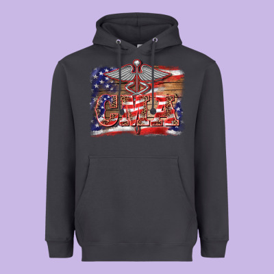 Patriotic Nurse Certified Medical Assistant Medilcal Symbol Background Heavyweight Hoodie Designed By Barkaloodesign
