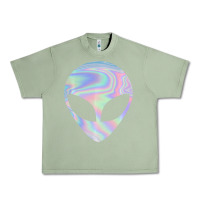 Oil Green Alien Head Colorful Laser Ufo Sighting Believe Area 51 Urban Heavy Tee - trangStudio