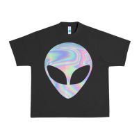 Pigment Black Alien Head Colorful Laser Ufo Sighting Believe Area 51 Urban Heavy Tee - trangStudio