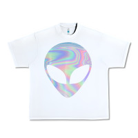 White Alien Head Colorful Laser Ufo Sighting Believe Area 51 Urban Heavy Tee - trangStudio