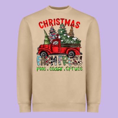 Christmas Farm Fresh Heavyweight Sweatshirt Designed By Cowhidedigitalart
