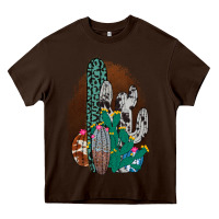 Chocolate Brown Western Cowhide Cactus Heavy Core Tee - Bettercallsaul