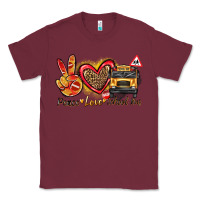 Burgundy peace love school bus Classic Tee - texasbilliewilder
