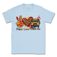 Dusty Blue peace love school bus Classic Tee - texasbilliewilder