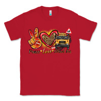 Red peace love school bus Classic Tee - texasbilliewilder