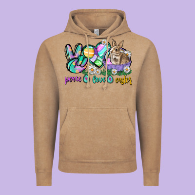 Peace Love Easter Day Vintage Hoodie Designed By Cowgirlartshop