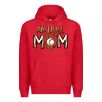 Red Baseball Mom Premium Hoodie - CowhideDigitalArt