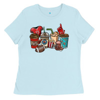 Baby Blue Football coffee cups Ladies Tee - NancyCooperArtShop