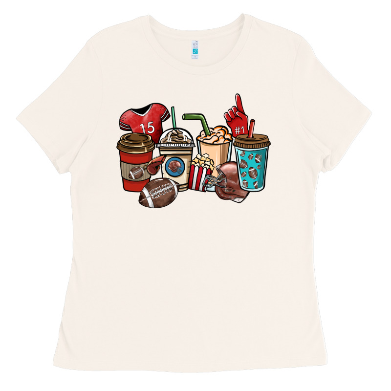 Football Coffee Cups Ladies Tee by NancyCooperArtShop | Teevron