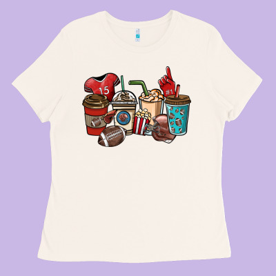 Football Coffee Cups Ladies Tee Designed By Nancycooperartshop