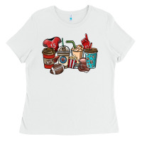 White Football coffee cups Ladies Tee - NancyCooperArtShop