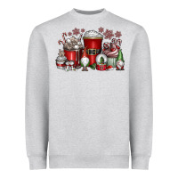 Heather Grey Christmas Coffee Drink Heavyweight Sweatshirt - CowhideDigitalArt