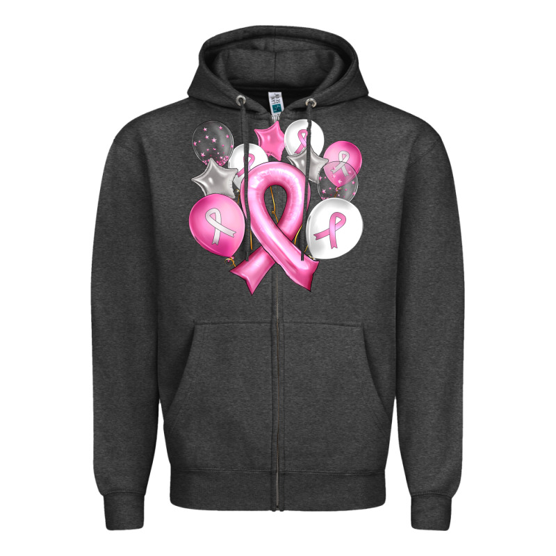 Balloons Cancer Ribbon Zipper Hoodie by Artiststas | Teevron