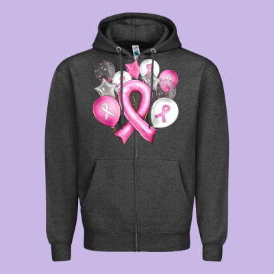 Balloons Cancer Ribbon Zipper Hoodie Designed By Artiststas
