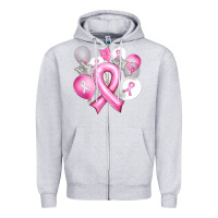Heather Grey Balloons cancer ribbon Zipper Hoodie - Artiststas