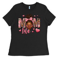 Afro Messy Bun Mom Life Ladies Tee | Teevron