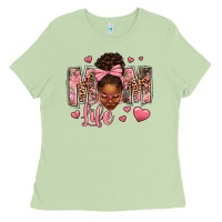 Matcha Afro Messy Bun Mom Life Ladies Tee - texasbilliewilder