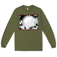 Army Green Cowhide Background with Bleach Serape Frame Long Sleeve Tee - CowCowDesign