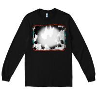 Black Cowhide Background with Bleach Serape Frame Long Sleeve Tee - CowCowDesign