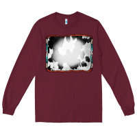 Burgundy Cowhide Background with Bleach Serape Frame Long Sleeve Tee - CowCowDesign