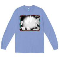 Colony Blue Cowhide Background with Bleach Serape Frame Long Sleeve Tee - CowCowDesign