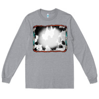 Heather Grey Cowhide Background with Bleach Serape Frame Long Sleeve Tee - CowCowDesign