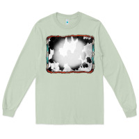 Matcha Cowhide Background with Bleach Serape Frame Long Sleeve Tee - CowCowDesign