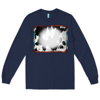 Navy Cowhide Background with Bleach Serape Frame Long Sleeve Tee - CowCowDesign