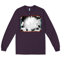 Plum Cowhide Background with Bleach Serape Frame Long Sleeve Tee - CowCowDesign