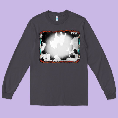 Cowhide Background With Bleach Serape Frame Long Sleeve Tee Designed By Cowcowdesign