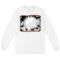 White Cowhide Background with Bleach Serape Frame Long Sleeve Tee - CowCowDesign