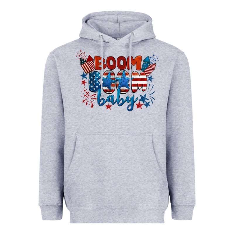 Boom Boom Baby 4th Of July Heavyweight Hoodie by BarkalooDesign | Teevron