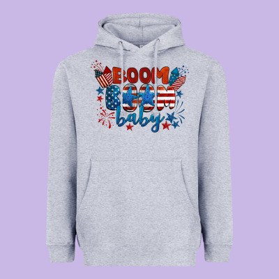 Boom Boom Baby 4th Of July Heavyweight Hoodie Designed By Barkaloodesign