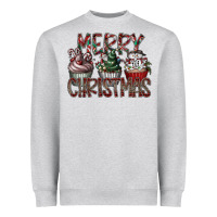 Heather Grey Merry Christmas Heavyweight Sweatshirt - CowhideDigitalArt