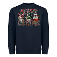 Navy Merry Christmas Heavyweight Sweatshirt - CowhideDigitalArt