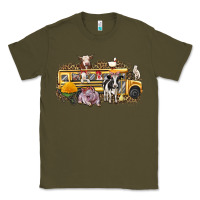 Army Green farm animals school bus Classic Tee - texasbilliewilder