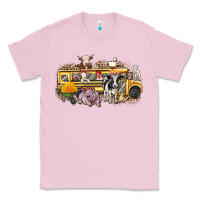 Bubblegum Pink farm animals school bus Classic Tee - texasbilliewilder