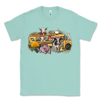 Seafoam farm animals school bus Classic Tee - texasbilliewilder