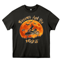 Asphalt Halloween Witch On Motorcycle Cat & Moon Salem Witch Trials Premium Heavy Core Tee - trangStudio