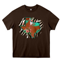 Chocolate Brown Western Horsehide Texas Flag Heavy Core Tee - Bettercallsaul