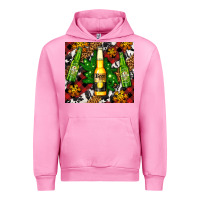 Fuchsia Pink beer bottles with golden snow Urban Hoodie - AdoDesignShop