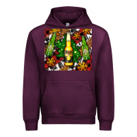 Mauve Wine beer bottles with golden snow Urban Hoodie - AdoDesignShop