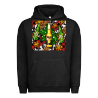 Pigment Black beer bottles with golden snow Urban Hoodie - AdoDesignShop